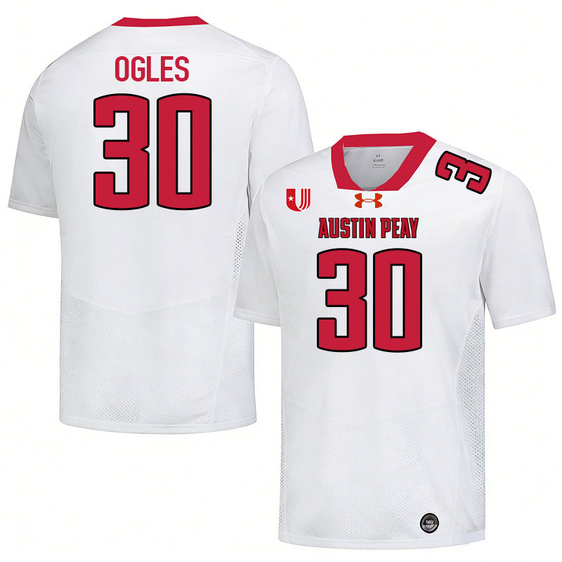 Austin Peay Governors #30 John Ogles College Football Jerseys,Uniforms Stitched-White Austin Peay Governors #30 John Ogles College Football Jerseys,Uniforms Stitched-White